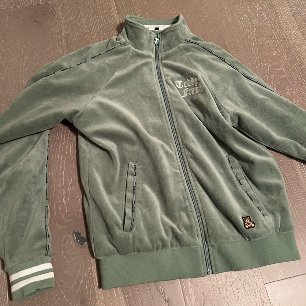 Teddy Fresh Green Velour Track Jacket US XS